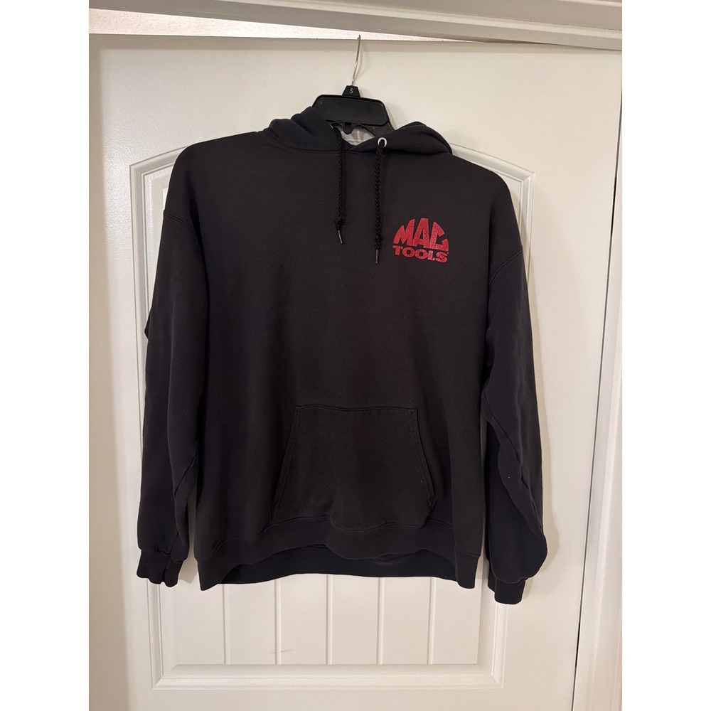 Mac Tools Hoodie Mens Large Black Red Logo Graphic Pullover Sweatshirt Workwear
